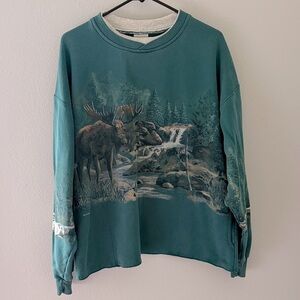 Teal Wildlife Graphic Sweatshirt